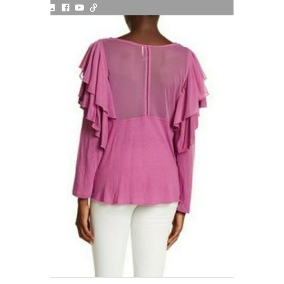 Free People La Cienega Long Sleeve Top Pink Purple - Picture 2 of 8
